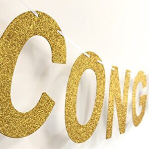 GZFY Gold Glitter Congrats Banner Sign for Graduation Party Supplies Decoration