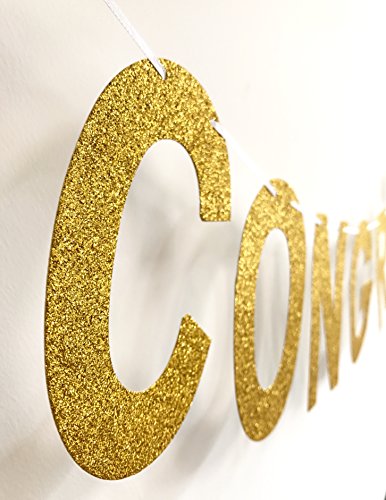 GZFY Gold Glitter Congrats Banner Sign for Graduation Party Supplies Decoration