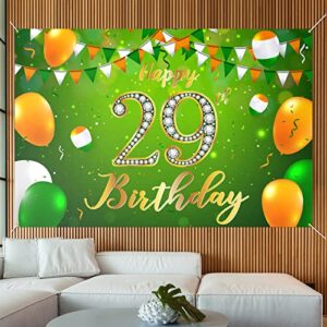 happy 29th birthday backdrop banner decor green – glitter cheers to 29 years old birthday party theme decorations for men women supplies