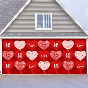 yoiemivy 6 x 13 ft wedding decorations red heart garage door banner large anniversary party decor banner for photo studio props bridal shower engagement engaged ceremony decorations