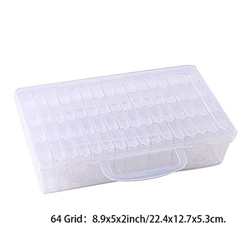 KANTANZE Diamond Painting Storage Boxes, 64 Grids Bead Storage Containers Box Plastic Organiser Case for Craft Bead Nail Screw Jewellery