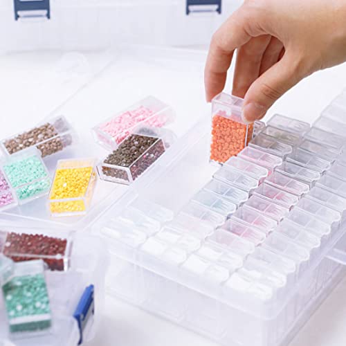 KANTANZE Diamond Painting Storage Boxes, 64 Grids Bead Storage Containers Box Plastic Organiser Case for Craft Bead Nail Screw Jewellery