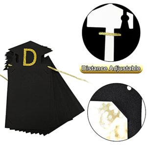 2022 Graduation Photo Banner, Congrats Grad Props Decorations for Party Supplies - 13 Pcs Golden Black Hanging Banners for Elementary, Middle, High School and College Graduation Party