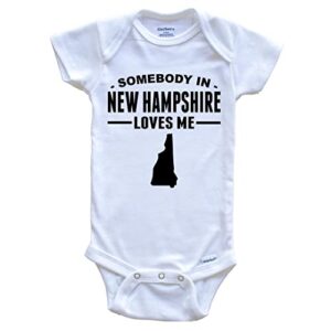 somebody in new hampshire loves me one piece baby bodysuit – new hampshire baby bodysuit, 6-9 months white