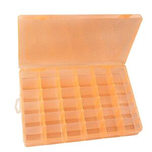 plastic jewelry box storage organizer container with adjustable dividers 36 grids orange