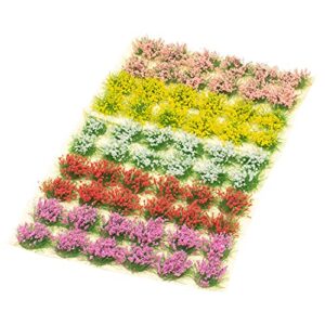 60 pcs diy miniature colorful flower cluster self adhesive flower vegetation groups static grass tufts for train landscape railroad scenery sand military layout model miniature bases and dioramas