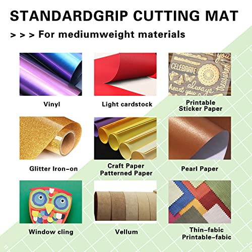 NICECHO Cutting Mat for Cricut Joy Machine, 4.5” X12” 4.5”X6.5” StandardGrip/StrongGrip Mats, Variety Adhesive Cutting Mats Replacement Accessories for Cricut Joy