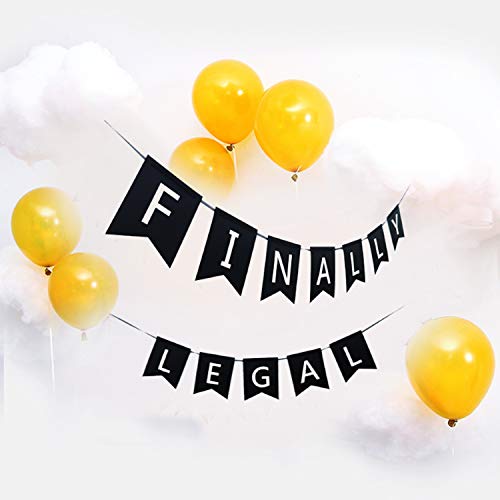 21 Finally Legal 21st Birthday Decorations Black and Silver Finally Legal Party Banners 21st Birthday Party Sign