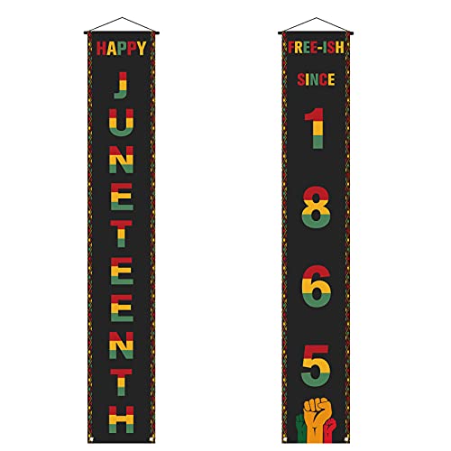 Rainlemon Happy Juneteenth Porch Banner Freeish Since 1865 Africa American Independence Day Front Door Sign Decoration