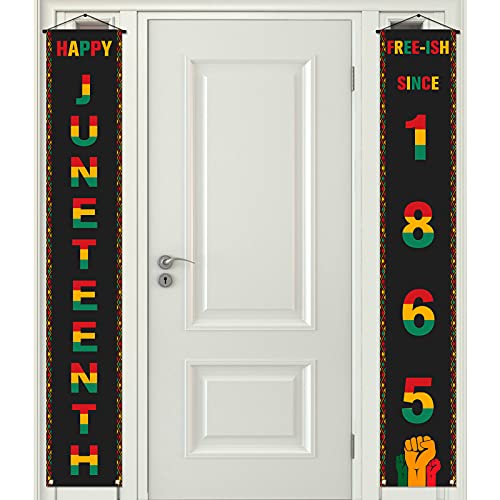 Rainlemon Happy Juneteenth Porch Banner Freeish Since 1865 Africa American Independence Day Front Door Sign Decoration