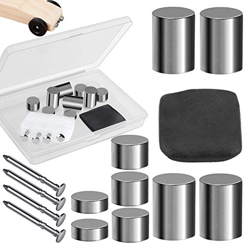 Ruisita 3.5 Ounces Tungsten Weight Tungsten Putty Weights Polished Axle Kit Cylinder Weight Polished and Grooved Axles, Compatible with Pinewood Car Derby Weights