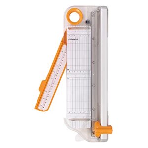 fiskars rotary bypass paper trimmer, white/orange