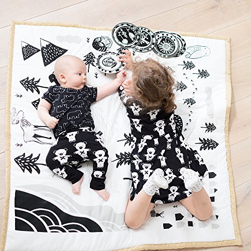 Wee Gallery Explore Play Mat for Babies - Reversible Floor Mat for Tummy Time Made with Sustainable Materials - Padded Activity Mat for Infant Playtime - (40 Inches)