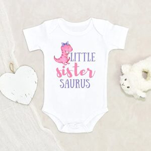 little sister saurus baby bodysuit, baby pregnancy announcement baby onesie, baby coming soon baby bodysuit, shirt for soon to be grandparents, funny soon to be parents gift