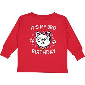 inktastic its my 3rd birthday with cat toddler long sleeve t-shirt 3t red 33eb7