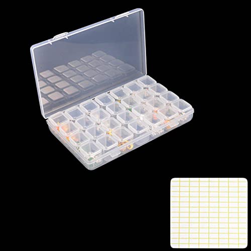 5D Diamond Painting Storage, 28 Grids Transparent Container Box for Beads, Buttons, Studs, DIY Accessories