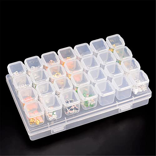 5D Diamond Painting Storage, 28 Grids Transparent Container Box for Beads, Buttons, Studs, DIY Accessories