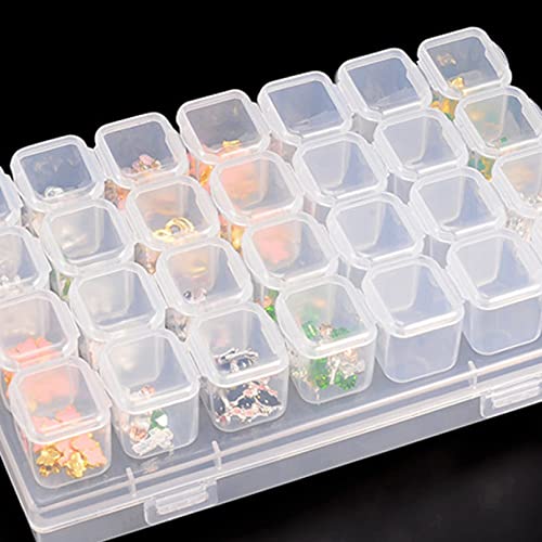 5D Diamond Painting Storage, 28 Grids Transparent Container Box for Beads, Buttons, Studs, DIY Accessories