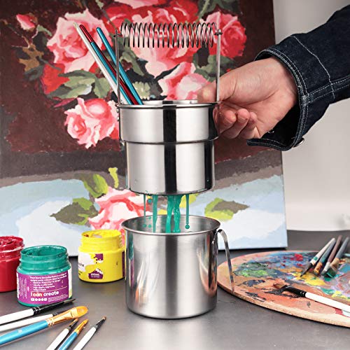 MyLifeUNIT Paint Brush Cleaner, Double Layer Paint Brush Holder with Wash Tank