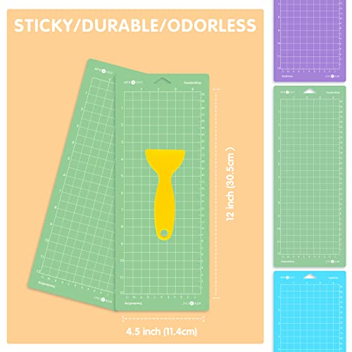 HTVRONT Standard Grip Cutting Mat For Cricut Joy - 3 Pack 4.5"X12" Quilting Mats For Cardstock HTV Crafts, Standard Adhesive Sticky Green Cut Mats Replacement Accessories for Cricut Mats