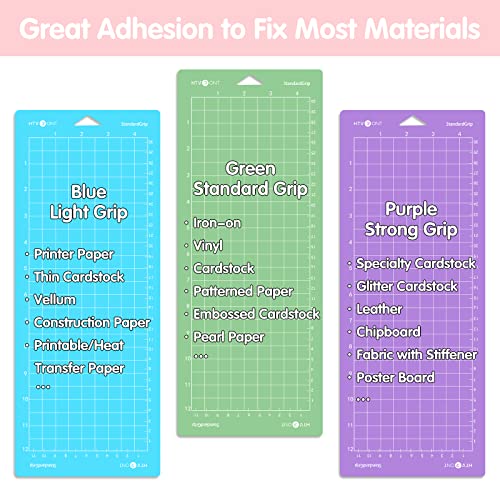 HTVRONT Standard Grip Cutting Mat For Cricut Joy - 3 Pack 4.5"X12" Quilting Mats For Cardstock HTV Crafts, Standard Adhesive Sticky Green Cut Mats Replacement Accessories for Cricut Mats