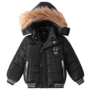 modntoga toddler baby boys autumn winter down jacket coat warm padded thick outerwear clothes snowsuit fleece (black, 2xl(3-4 years)