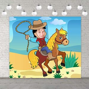 West Cowboy Horse Banner Backdrop Background Pretend Play Party Game West Cowpuncher The Lasso Theme Decor Decorations for Boys Rodeo 1st Birthday Party Baby Shower Supplies Photo Booth Props Favors