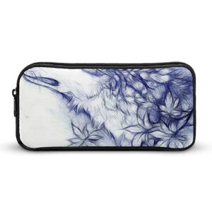 autumn wolf drawing large pencil case minimalist pen pouch portable makeup bag for middle high college office school