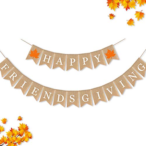 7-gost Burlap Happy Friendsgiving Banner Fall Autumn Friend Party Garland Supplies