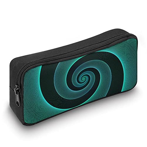 Green Art Vortex Large Pencil Case Minimalist Pen Pouch Portable Makeup Bag for Middle High College Office School