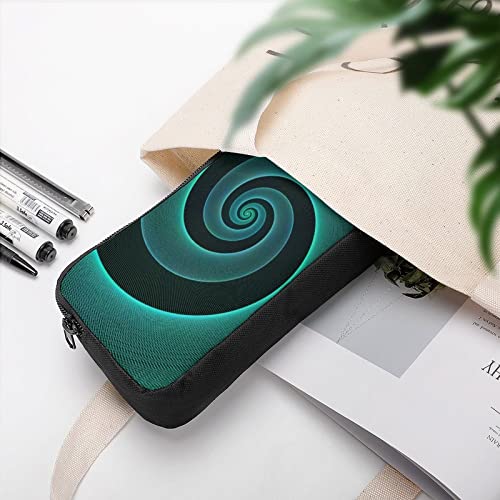 Green Art Vortex Large Pencil Case Minimalist Pen Pouch Portable Makeup Bag for Middle High College Office School