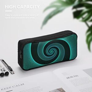 Green Art Vortex Large Pencil Case Minimalist Pen Pouch Portable Makeup Bag for Middle High College Office School