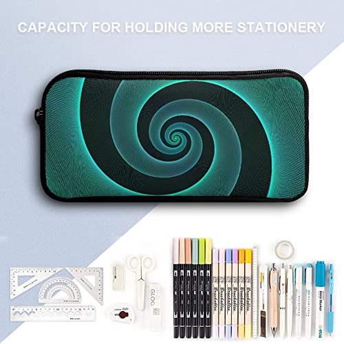 Green Art Vortex Large Pencil Case Minimalist Pen Pouch Portable Makeup Bag for Middle High College Office School