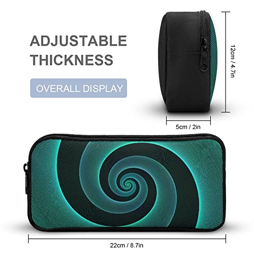 Green Art Vortex Large Pencil Case Minimalist Pen Pouch Portable Makeup Bag for Middle High College Office School