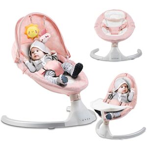 baby k pink baby girl swings for infants with tray – portable newborn swing and cradle to help your infant sleep – soothing rocker for babies that offers different modes, music & hanging toys