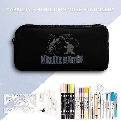 Master Baiter Fishing Lover Large Pencil Case Minimalist Pen Pouch Portable Makeup Bag for Middle High College Office School
