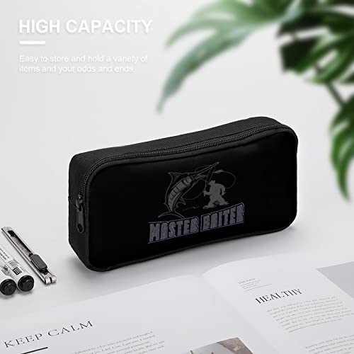 Master Baiter Fishing Lover Large Pencil Case Minimalist Pen Pouch Portable Makeup Bag for Middle High College Office School