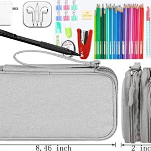 Large Capacity Pencil Case, Pencil Bag Pen Case Pencil Pouch Office College School Storage Pen Bag for Adults, Teen, Girl, Boy, Pens, Pencils, Highlighters, Markers, Eraser and Other Supplies(Gray)