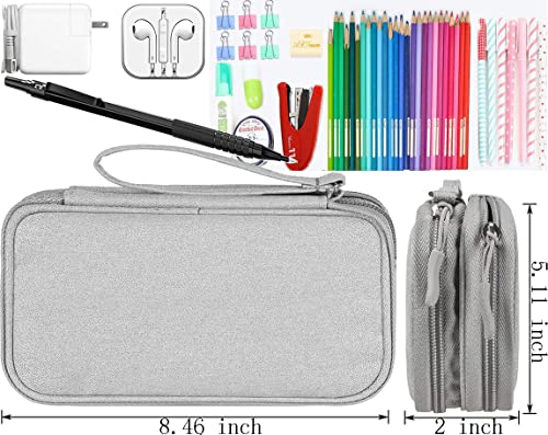 Large Capacity Pencil Case, Pencil Bag Pen Case Pencil Pouch Office College School Storage Pen Bag for Adults, Teen, Girl, Boy, Pens, Pencils, Highlighters, Markers, Eraser and Other Supplies(Gray)