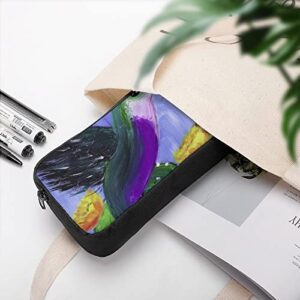 Paint Hummingbird Large Pencil Case Minimalist Pen Pouch Portable Makeup Bag for Middle High College Office School