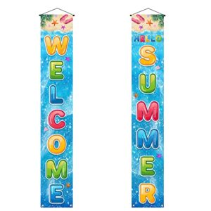 Welcome Hello Summer Porch Banner Beach Hawaiian Themed Hanging Front Door Yard Indoor Outdoor Holiday Party Decoration