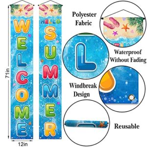 Welcome Hello Summer Porch Banner Beach Hawaiian Themed Hanging Front Door Yard Indoor Outdoor Holiday Party Decoration