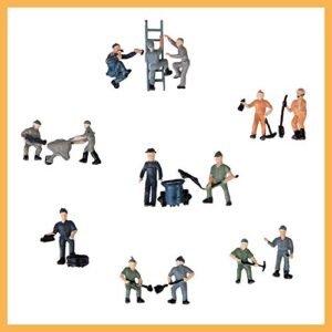 Acxico 25pcs Simulation Train Track Railroad Worker Model People Figures with Tools 1:87 HO Scale for Miniature Scenes