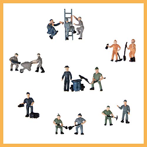 Acxico 25pcs Simulation Train Track Railroad Worker Model People Figures with Tools 1:87 HO Scale for Miniature Scenes