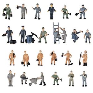 acxico 25pcs simulation train track railroad worker model people figures with tools 1:87 ho scale for miniature scenes