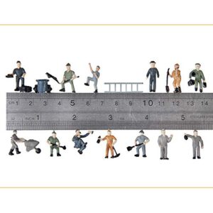 Acxico 25pcs Simulation Train Track Railroad Worker Model People Figures with Tools 1:87 HO Scale for Miniature Scenes