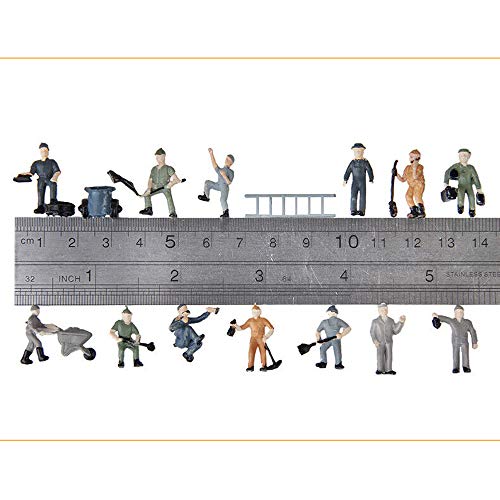 Acxico 25pcs Simulation Train Track Railroad Worker Model People Figures with Tools 1:87 HO Scale for Miniature Scenes