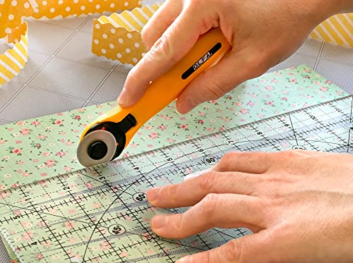 OLFA 28mm Quick-Change Rotary Cutter (RTY-1/C) - Rotary Fabric Cutter w/ Blade Cover for Quilting, Sewing, Crafts, Replacement Blade: OLFA RB28-2