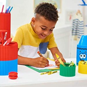 Crayola Round Storage Box - Creative Kids Art Storage Container With Lid For Storing Pens, Pencils, Crayons And Other Craft Supplies, Cerulean, Kids 3+ Years