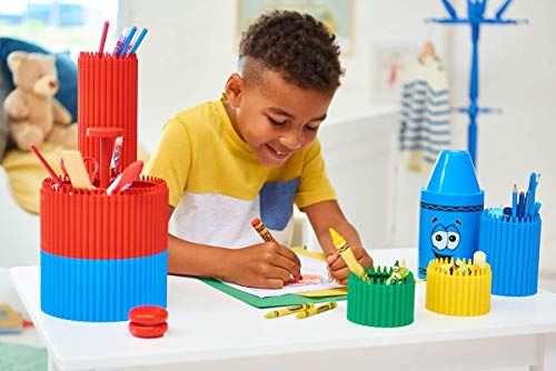 Crayola Round Storage Box - Creative Kids Art Storage Container With Lid For Storing Pens, Pencils, Crayons And Other Craft Supplies, Cerulean, Kids 3+ Years